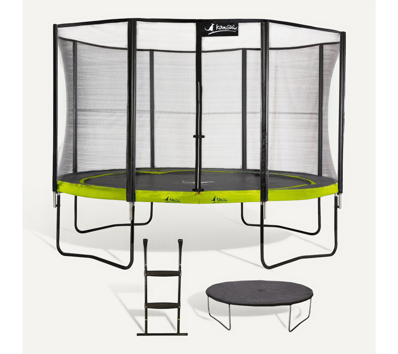 Trampoline D. 360cm + Filet De Sécurité + échelle + Bâche - Punchi 360 Vert