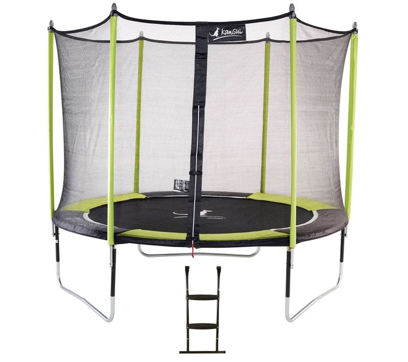 Trampoline Jardin D.300 cm + Filet + échelle - Jumpi 300 – Noir/vert