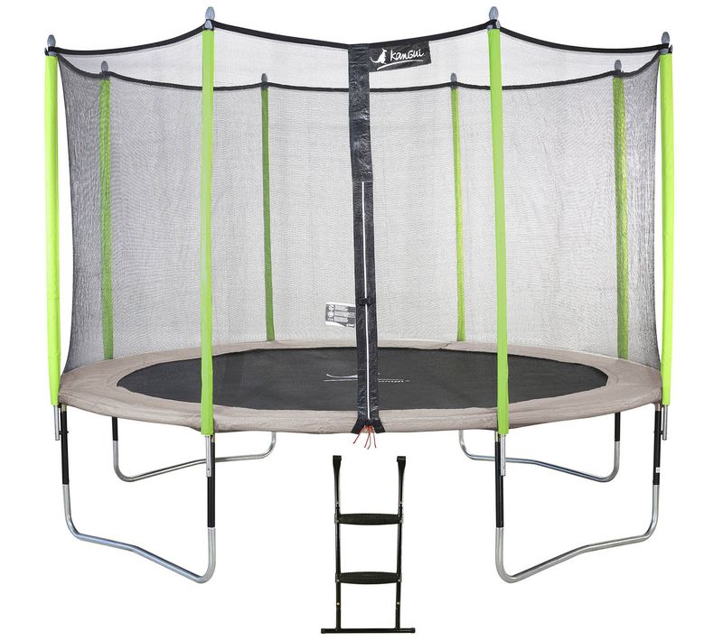 Trampoline De Jardin 365 Cm + Filet De Sécurité + Échelle  Jumpi Taupe/vert 360