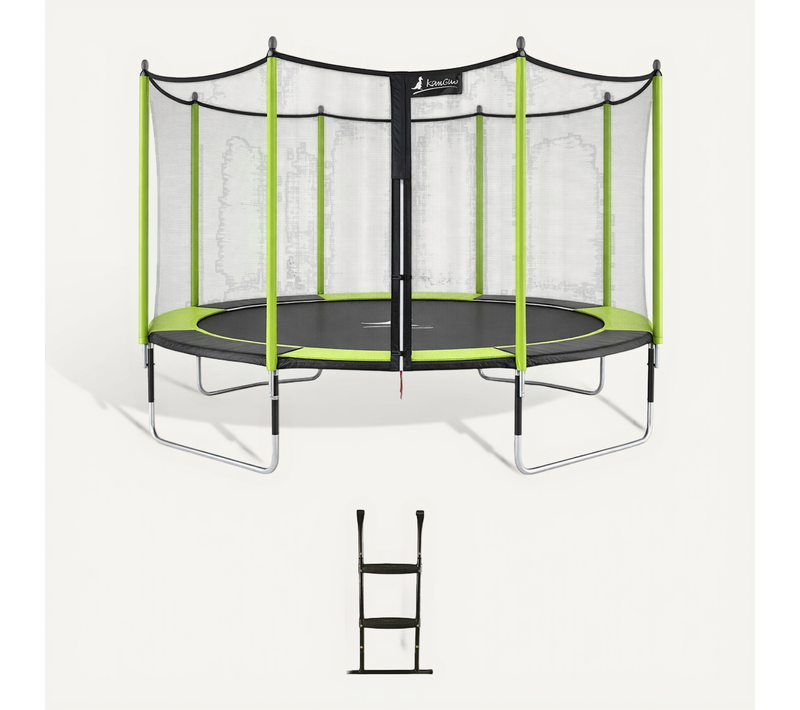 Trampoline Jardin D. 430 cm + Filet + échelle - Jumpi 430 - Noir/vert