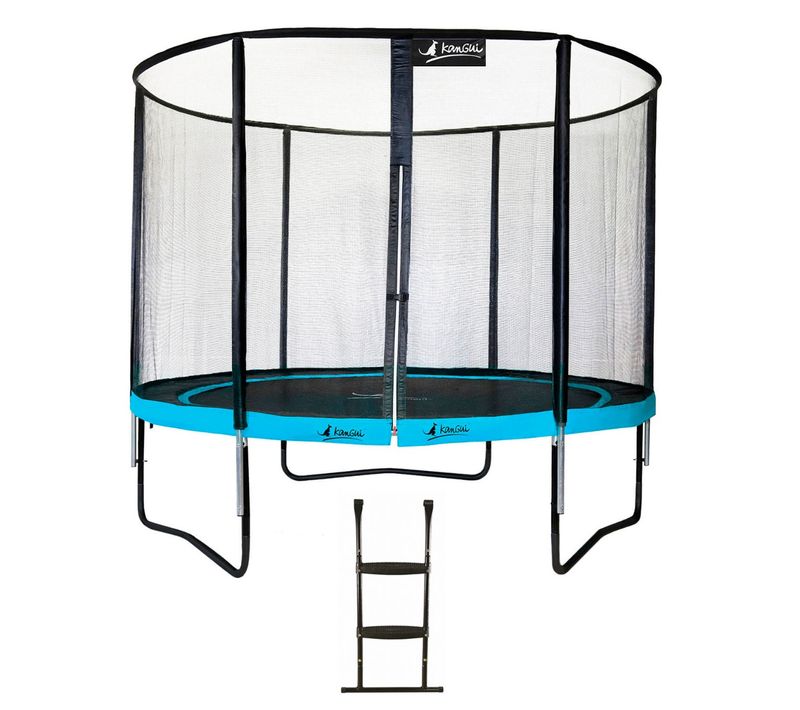 Trampoline De Jardin Rond 305 Cm + Filet De Sécurité + Échelle - Punchi Bleu 300