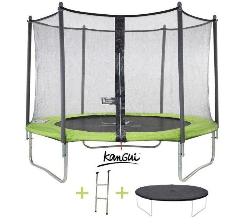 Trampoline Twin Ø 305 Cm Vert Avec Filet De Protection + Échelle
