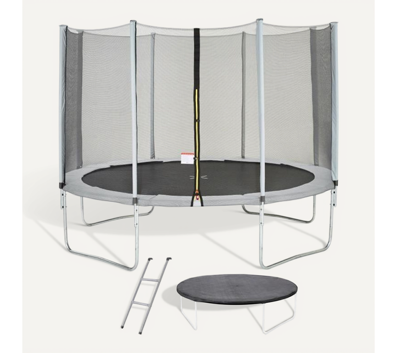 Trampoline Maxi Eco Ø 360 Cm Gris Avec Filet De Protection + Échelle