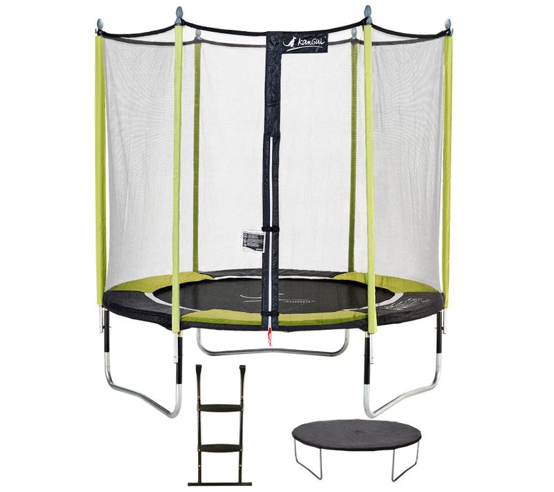 Trampoline Jardin D.250 cm + Filet + Échelle + Bâche - Jumpi 250 – Noir/vert