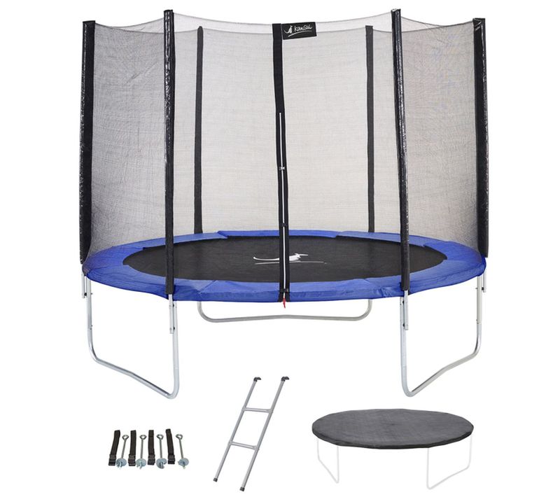 Trampoline Rond Jardin D.300 Cm Avec Filet 1,80 M, Échelle Et Kit D'ancrage