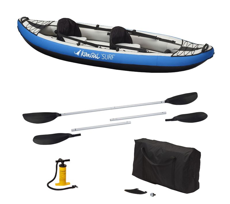 Canoë Kayak Gonflable Bleu 1 à 2 Places + Pagaie + Sac Transport + Pompe Double Action+ Kit De Rép