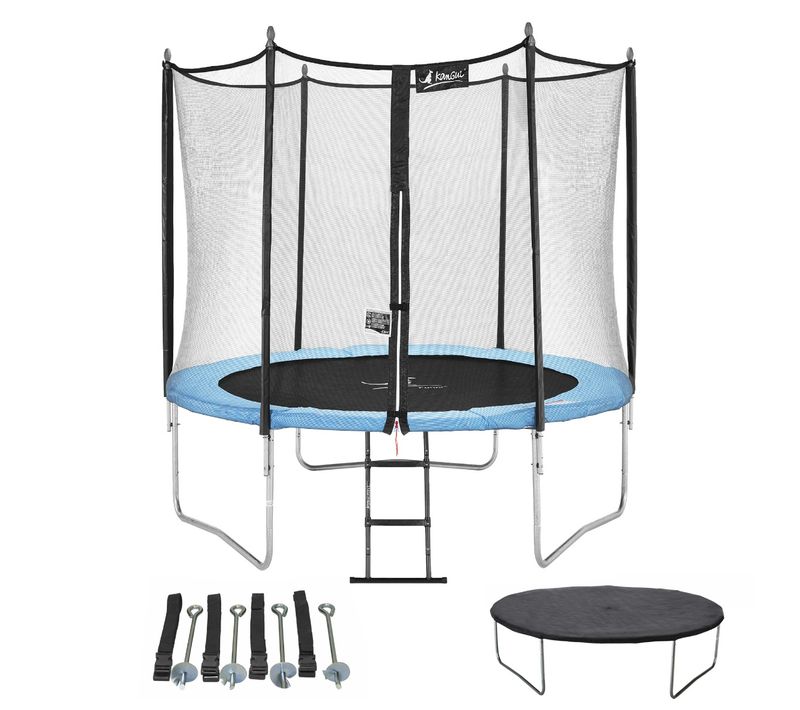 Trampoline De Jardin 305 Cm + Filet De Sécurité + Échelle + Bâche De Protection + Kit D'ancrage