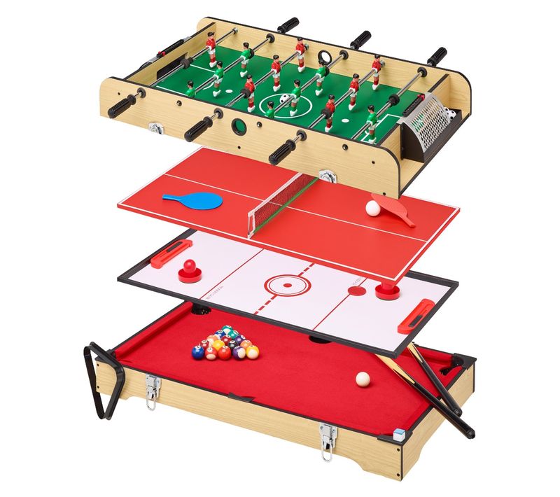 Table Multi Jeux 4 En 1 - Babyfoot - Billard - Ping Pong - Hockey