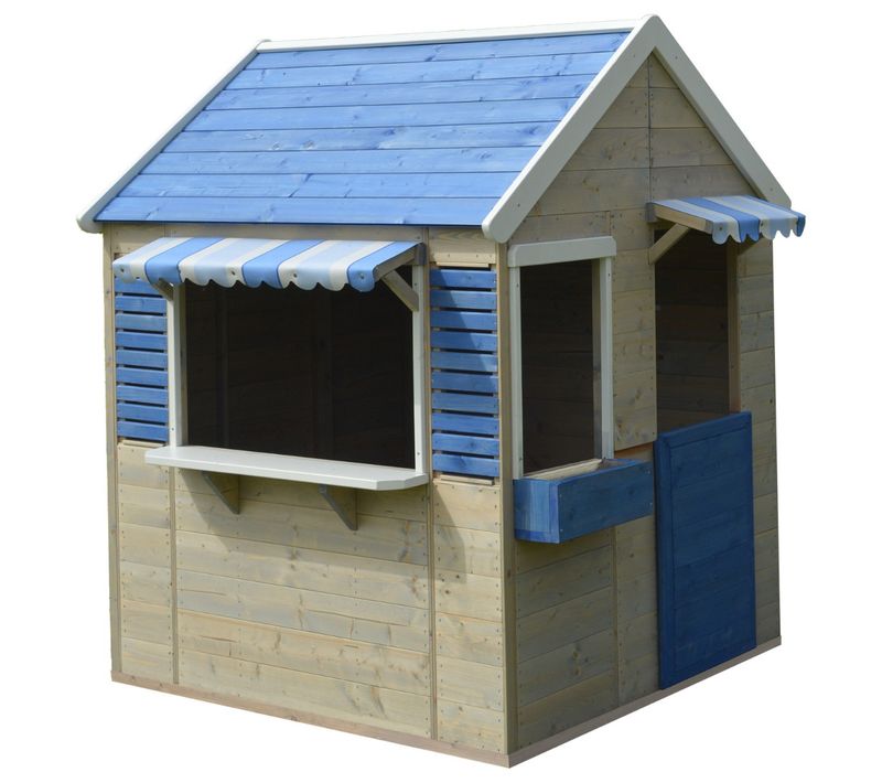 Maison De Jardin Enfant Extérieur - Cabane En Bois Avec Plancher - Toit Étanche - Bleu Et Blanc