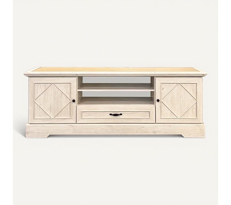 Meuble TV L.179,9 cm COSTAL Imitation chêne clair vieilli