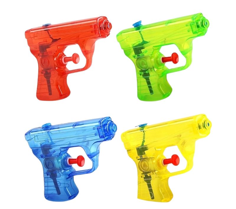 Pack De 4 Pistolets à Eau Transparents Mini Longueur 12 Cm Couleur Aléatoire Pour Jeux De Plein Air