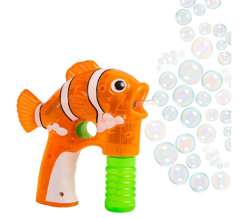 Pistolet à Bulles Poisson Clown Orange En Plastique Avec 2 Recharges Idéal Pour Enfants Jeu D'extéri