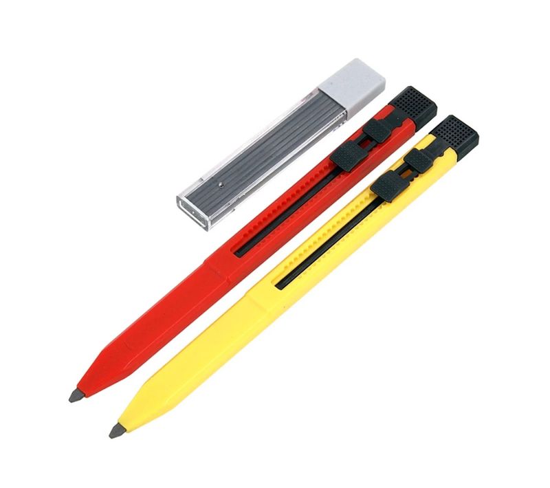 Crayon De Chantier Porte-mine Avec Taille-crayon Intégré Et 12 Recharges