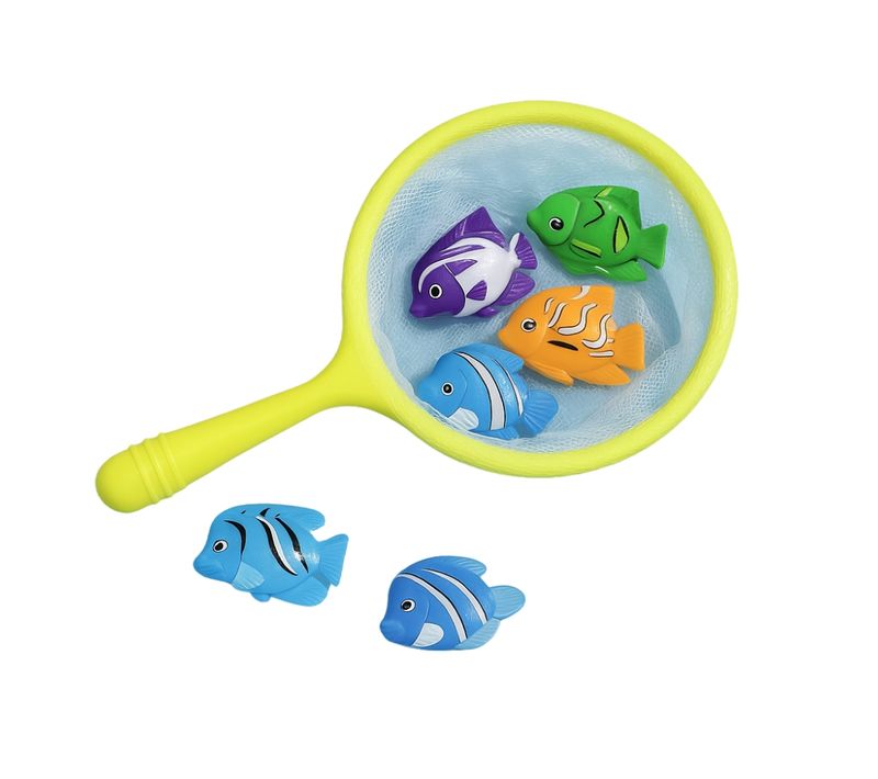 Jeu De Pêche Pour Enfants Avec Épuisette Et 6 Poissons Colorés Idéal Pour Le Bain La Piscine Ou Les