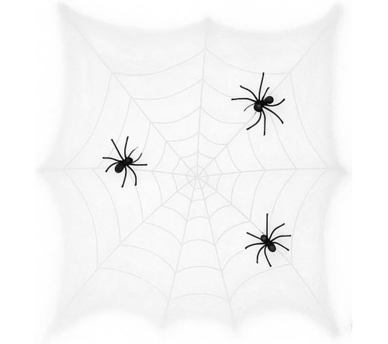 Toile D'araignée Géante Blanc  Réutilisable Pour Décoration Intérieure Halloween Facile à Poser