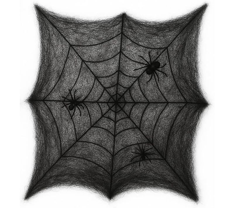 Toile D'araignée Géante Noir Réutilisable Pour Décoration Intérieure Halloween Facile à Poser