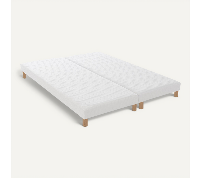 Sommier tapissier à Lattes en Bois Massif avec Pieds - 2x90x200 cm
