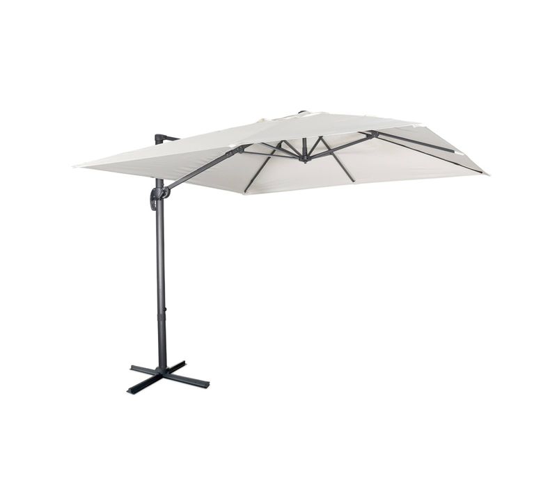 Parasol Déporté Carré 3x3m Haut De Gamme - Falgos - Ecru- Parasol Excentré Inclinable. Rabattable