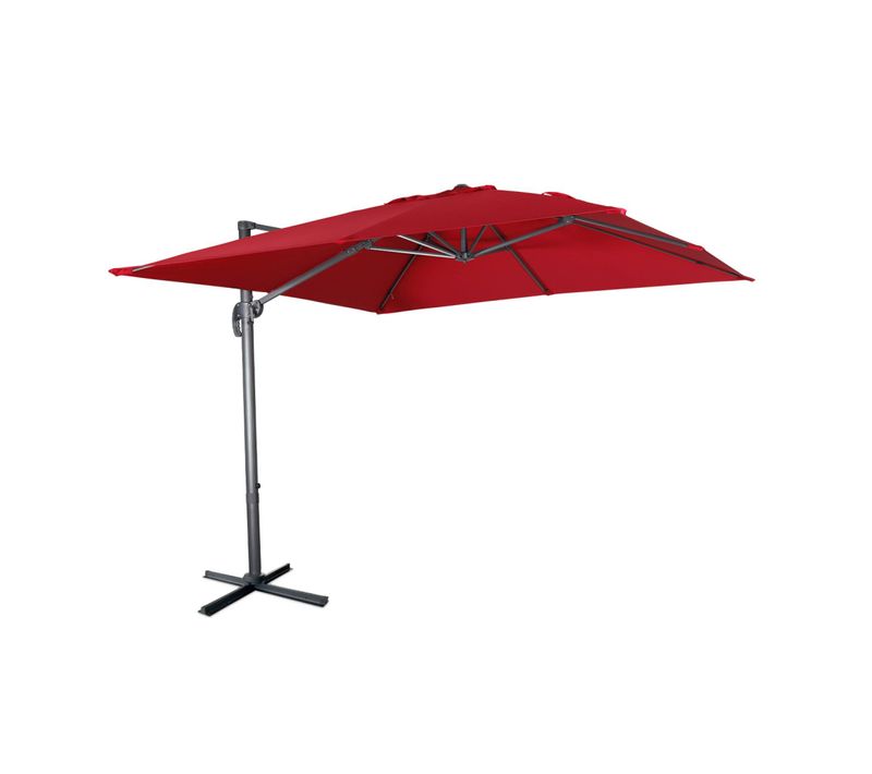 Parasol Déporté Carré 3 X 3m Haut De Gamme - Falgos - Rouge - Parasol Excentré Inclinable.