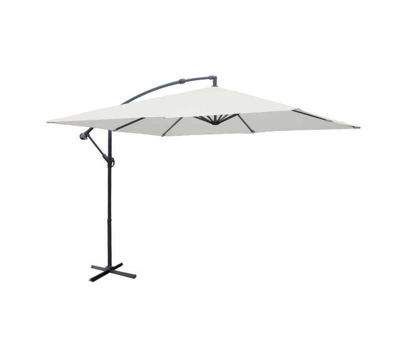 Parasol Déporté Carré 3x3m - Hardelot 3x3m - Ecru - Manivelle Anti-retour - Toile Déperlante -