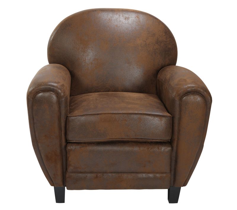 Fauteuil Marron Vieilli En Microfibre - Club