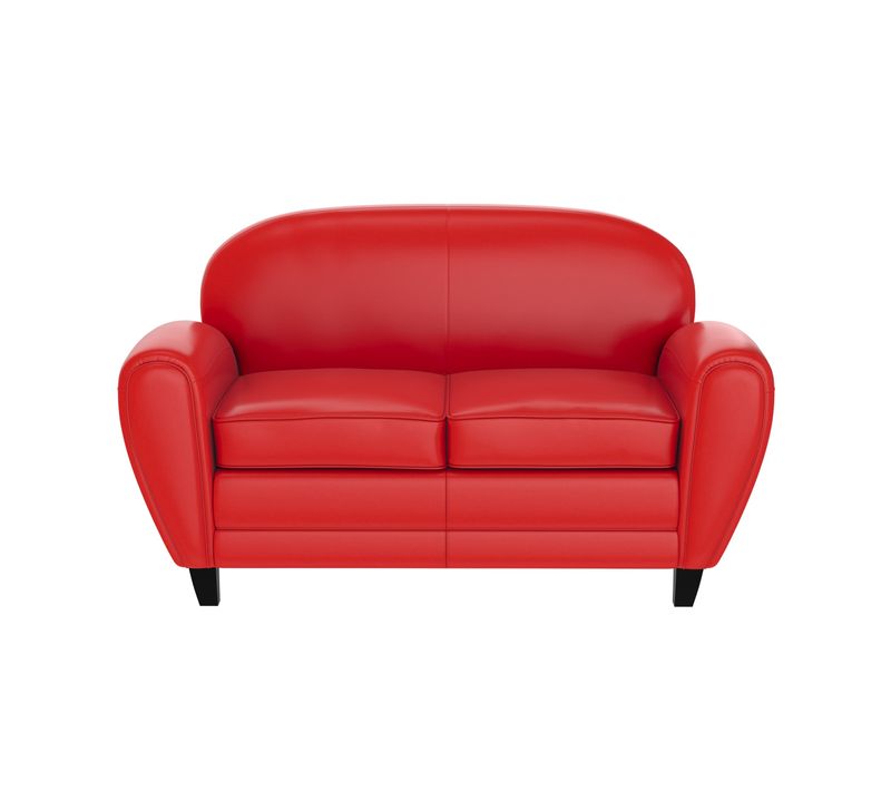 Canapé 2 Places Rouge En Croute De Cuir Enduite - Club