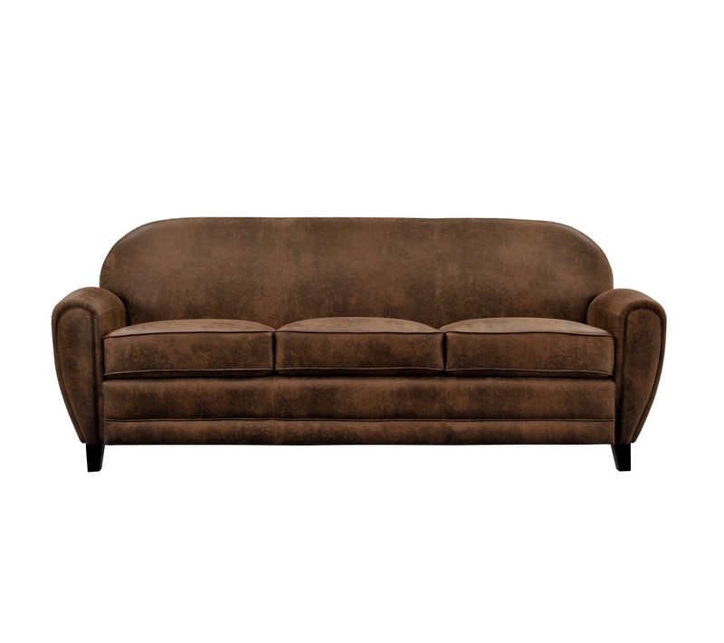 Canapé 3 Places Marron Vieilli En Microfibre - Club
