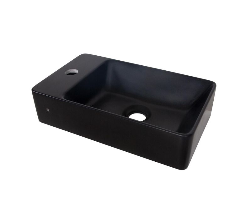 Vasque à Suspendre Ou à Poser Rectangulaire En Résine Noire 40x23cm