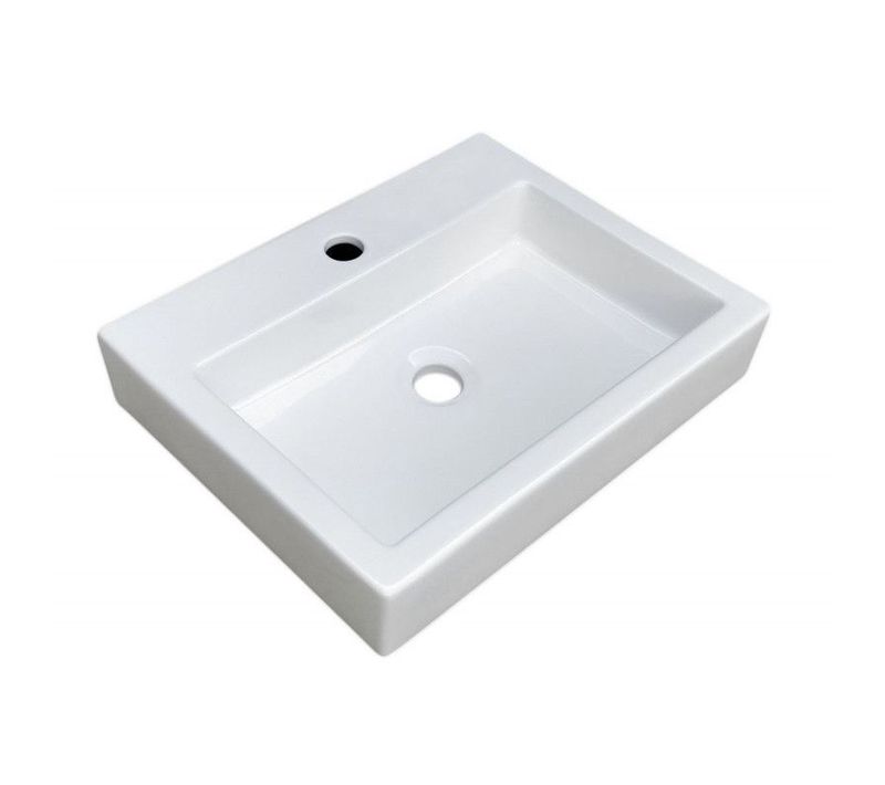 Vasque à Poser Rectangle En Céramique Blanche 48x38cm