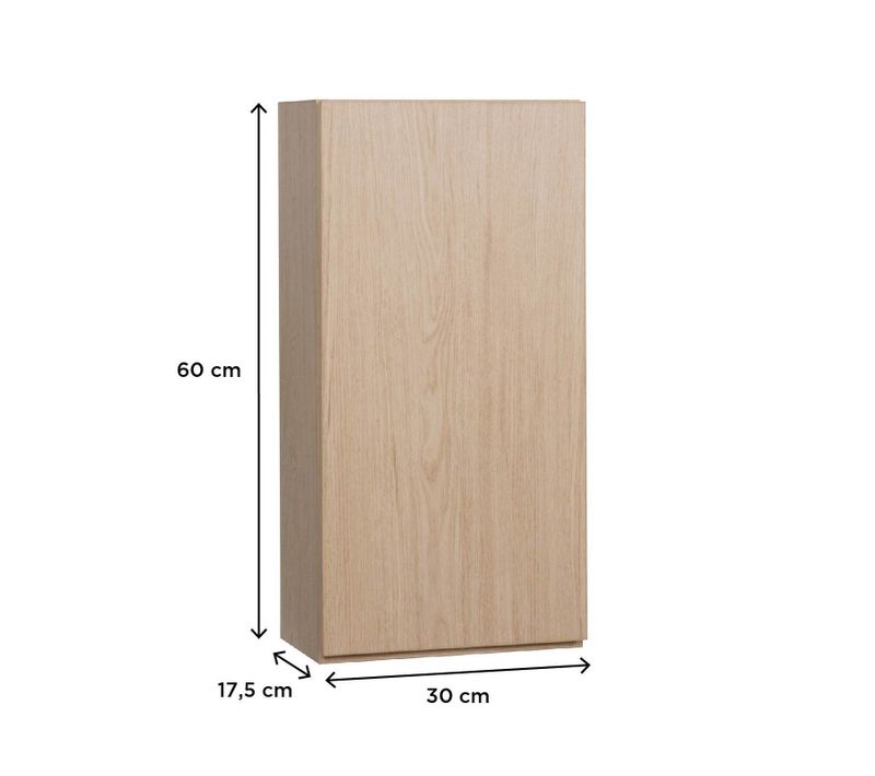 Meuble De Rangement Suspendu Will - Meuble Haut Salle De Bain 1 Porte - Décor Chêne