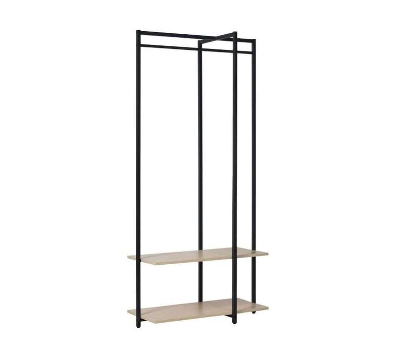 Portant Vêtements En Bois Et Métal Noir 80x165cm