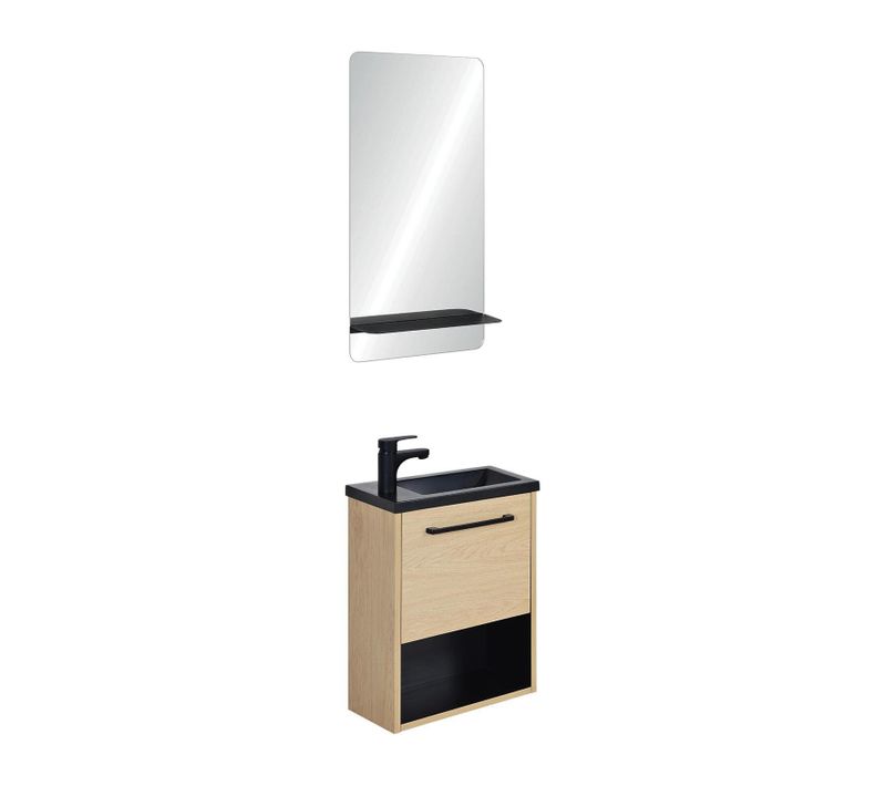 Ensemble Lave-mains Nika Avec Niche, Robinet Et Miroir Tablette