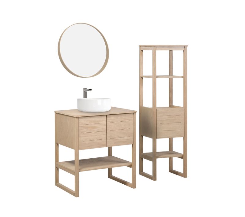 Meuble Simple 70cm +vasque + Miroir + Colonne Atoll