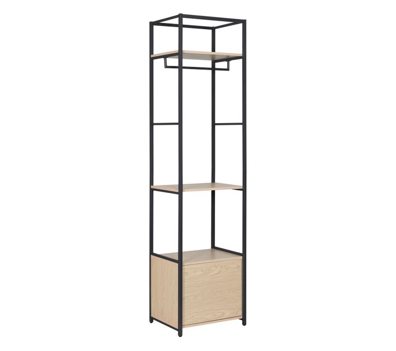 Portant Vêtements En Bois Et Métal Noir 50x200cm - Rangement Fermé