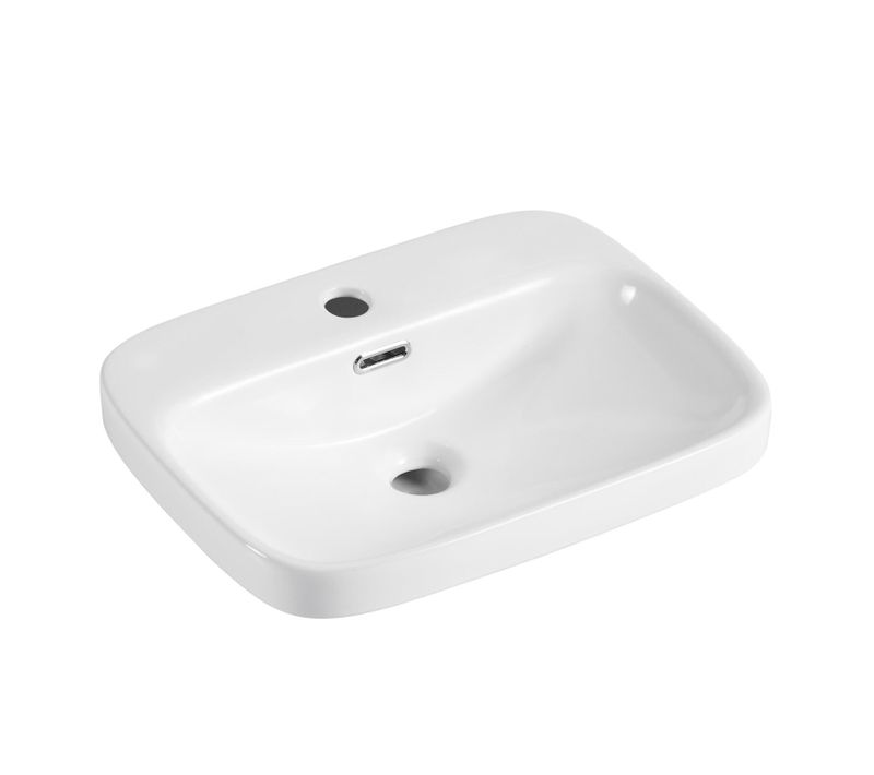 Vasque Semi Encastrée Rectangulaire En Céramique Blanche 48x37cm