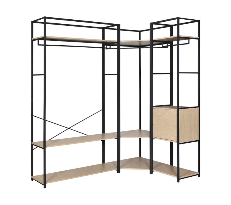 Lot De 3 Portants Vêtements Bois Et Métal Noir 180x200cm - Rangement Fermé