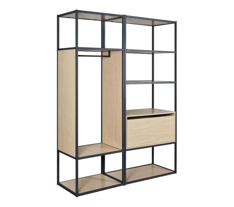 Portant Vêtements Bois Et Métal Oslo - Lot De 2 Petit Portant + Étagères