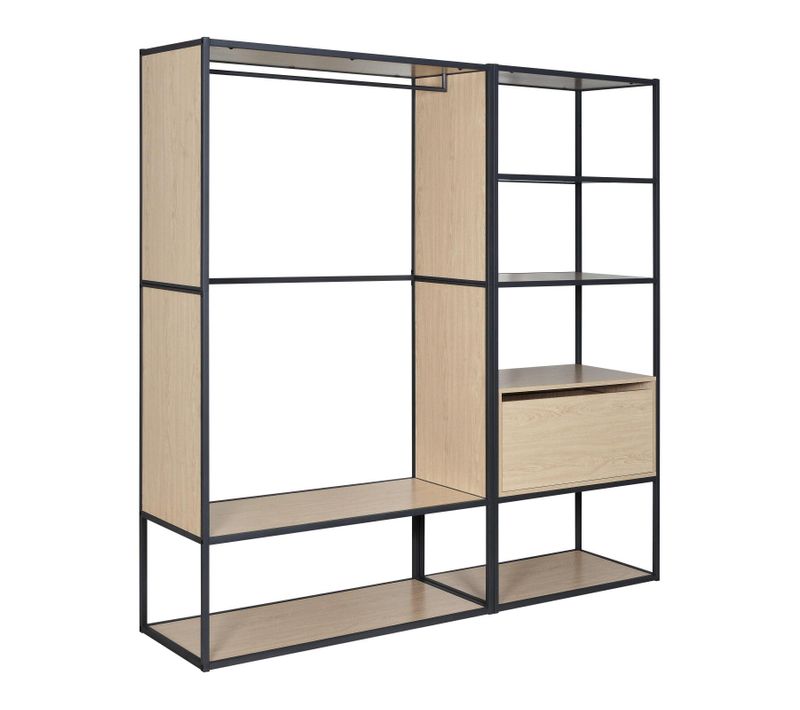 Portant Vêtements Bois Et Métal Oslo - Lot De 2 Grand Portant + étagères