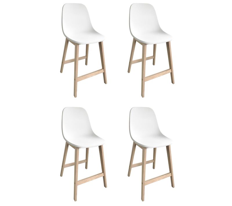 Lot De Chaises D'ilot Et Bar Elios En Chêne Avec Assise Plastique 65cm