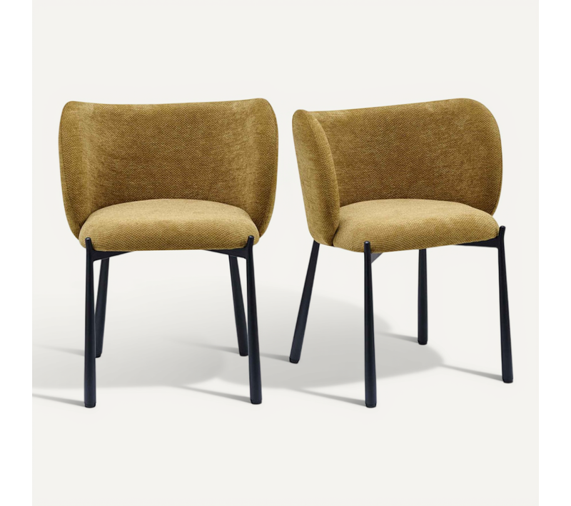 Soan-fauteuil De Table En Tissu Luxury Moutarde (x2)