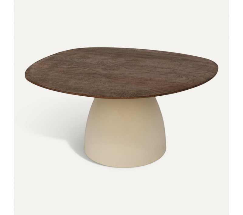 Dylon-table Basse D76 Cm En Bois Brun Et Ivoire