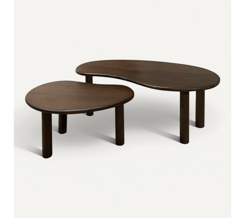 Nubis-set De 2 Tables Basses Gigognes En Bois Massif Teinté
