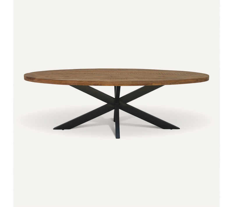 Manaus-table à Manger Ovale 6 Personnes 160 Cm En Bois Massif