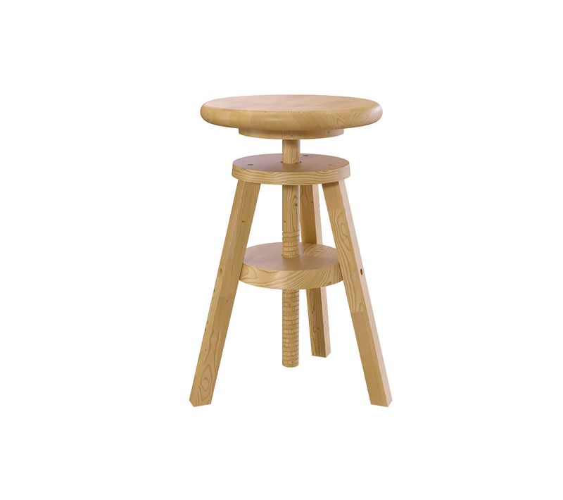 Tabouret Réglable à Vis En Bois