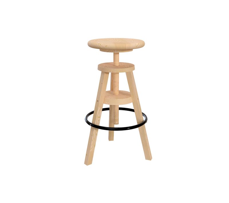 Tabouret De Bar Bois à Vis, Brut (sans Vernis)