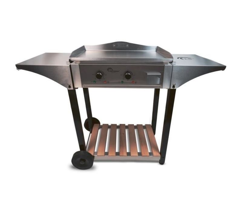 Chariot Pour Plancha Aquitaine Pro, Chariot A Roulettes, Dessertes Latérales Et Rabattables - 8477
