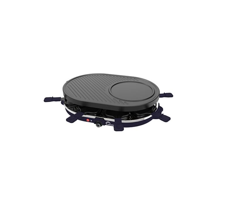 Appareil à Raclette 8 Personnes 1200w + Gril + Crêpière Bleu Nuit Et Noir - 8749