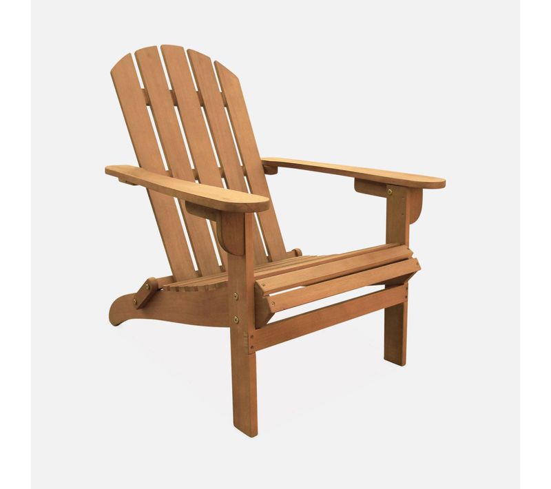 Fauteuil De Jardin En Bois - Adirondack Salamanca- Eucalyptus. Chaise De Terrasse Retro. Siège De