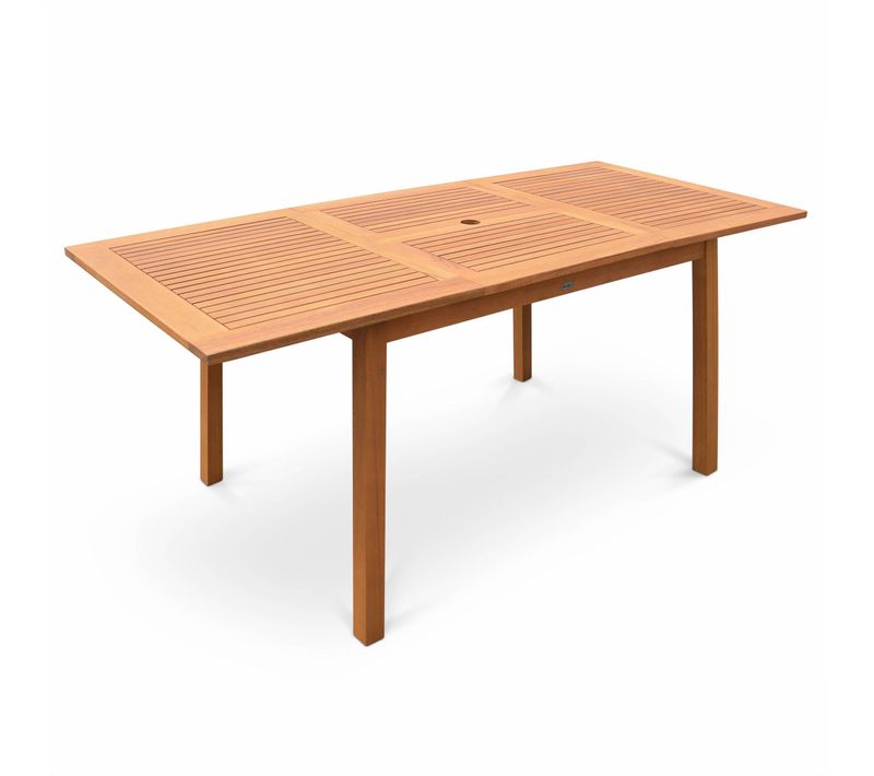 Table De Jardin En Bois 120-180cm - Almeria - Table Rectangulaire Avec Allonge Eucalyptus Intérieur