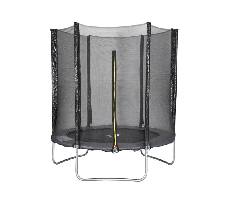 Trampoline Rond D. 180cm Gris Avec Son Filet De Protection - Cassiopée - Trampoline De Jardin 2m-